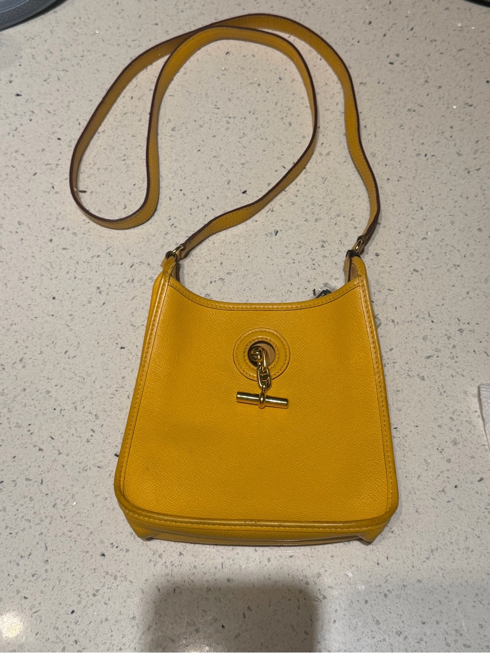 Hermes Vespa Yellow Leather Crossbody Bag with Gold Hardware